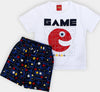 Completino Bimbo Estivo 100% Cotone Completo Coordinato Maglia Pantalone Estate Maglietta T-Shirt Girocollo Pantaloncini Stampa Game Bianco Rosso Blu COMPLETINO Piccole Canaglie - Tropea, Commerciovirtuoso.it