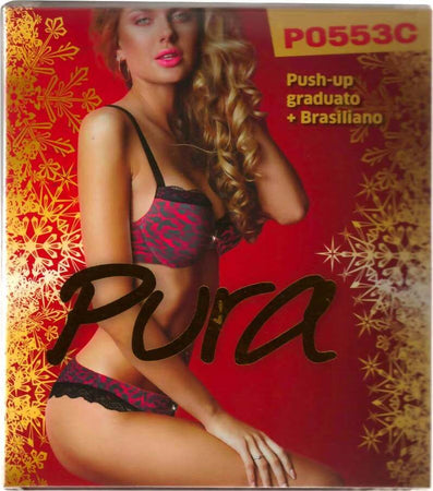 Completino intimo Animalier Rosso e Nero Donna Reggiseno a Balconcino Imbottito Push Up Slip Brasiliano con Pizzo Lingerie per Lei Completino Donna Intimo L'Orchidea - Siderno, Commerciovirtuoso.it