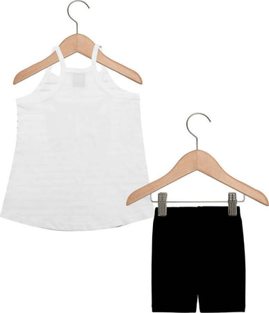 Completino Estivo Bimba Bianco e Nero Gatto Completo Tuta Coordinato Gattino Estate Canotta e Pantaloni Corti 100% Cotone COMPLETINO Piccole Canaglie - Tropea, Commerciovirtuoso.it