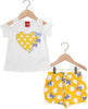 Completino Estivo Bimba Bianco Giallo Pois Completo Tuta Coordinato Fiocchi Estate Canotta T-Shirt e Pantaloni Corti 100% Cotone COMPLETINO Piccole Canaglie - Tropea, Commerciovirtuoso.it