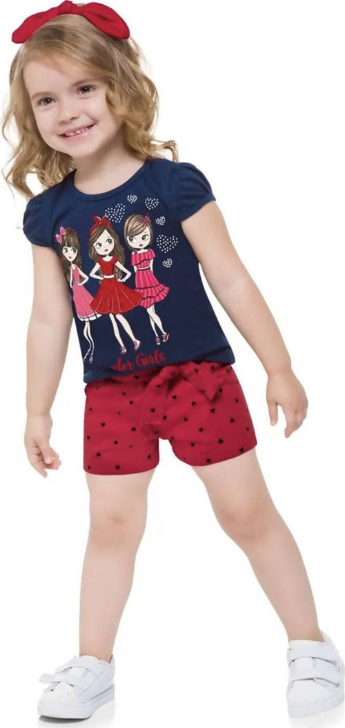 Completino Estivo Bimba Coordinato Blu e Rosso Pantaloncini Corti Maglietta Mezze Maniche Completo Estivo WONDER GIRLS KYLY COMPLETINO Piccole Canaglie - Tropea, Commerciovirtuoso.it