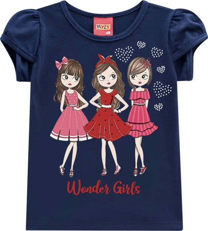 Completino Estivo Bimba Coordinato Blu e Rosso Pantaloncini Corti Maglietta Mezze Maniche Completo Estivo WONDER GIRLS KYLY COMPLETINO Piccole Canaglie - Tropea, Commerciovirtuoso.it