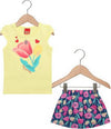 Completino Estivo Bimba Fiori Completo Tuta Coordinato Estate T-Shirt Mezze Maniche Stampa e Pantaloni Corti 100% Cotone Gonna Pantalone COMPLETINO Piccole Canaglie - Tropea, Commerciovirtuoso.it