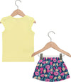 Completino Estivo Bimba Fiori Completo Tuta Coordinato Estate T-Shirt Mezze Maniche Stampa e Pantaloni Corti 100% Cotone Gonna Pantalone COMPLETINO Piccole Canaglie - Tropea, Commerciovirtuoso.it