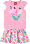 Completino Estivo Bimba Fiori Completo Tuta Coordinato Estate T-Shirt Mezze Maniche Stampa e Pantaloni Corti 100% Cotone Gonna Pantalone COMPLETINO Piccole Canaglie - Tropea, Commerciovirtuoso.it
