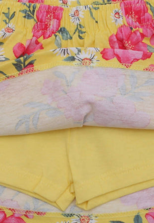 Completino Estivo Bimba Rosa Giallo Fiori Completo Tuta Coordinato Estate T-Shirt Mezze Maniche Stampa e Pantaloni Corti 100% Cotone Gonna Pantalone COMPLETINO Piccole Canaglie - Tropea, Commerciovirtuoso.it