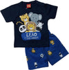 Completino Estivo Bimbo Blu Maglietta Mezze Maniche Girocollo Leo Stampa Animali Pantaloncini Corti con Elastico Fantasia COMPLETINO Piccole Canaglie - Tropea, Commerciovirtuoso.it