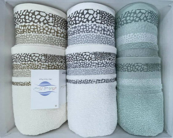 Completo asciugamani spugna 3+3 fiamma by vingi 100 % cotone 6 asciugamani : 3 viso + 3 ospite con banda Casa e cucina/Tessili per la casa/Biancheria da bagno/Asciugamani/Set di asciugamani Puleo Casa - Palermo, Commerciovirtuoso.it