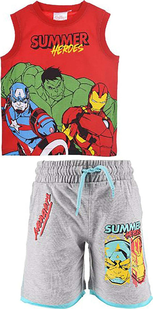 Completo Avengers da 4 a 10 anni Estate Moda/Bambini e ragazzi/Abbigliamento/Completi e coordinati/Completi due pezzi con pantaloncino Store Kitty Fashion - Roma, Commerciovirtuoso.it