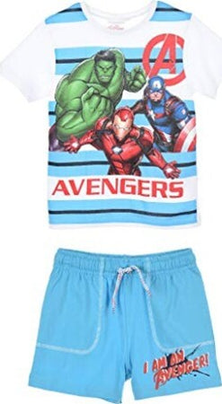 Completo Avengers Estate Moda/Bambini e ragazzi/Abbigliamento/Completi e coordinati/Completi due pezzi con pantaloncino Store Kitty Fashion - Roma, Commerciovirtuoso.it