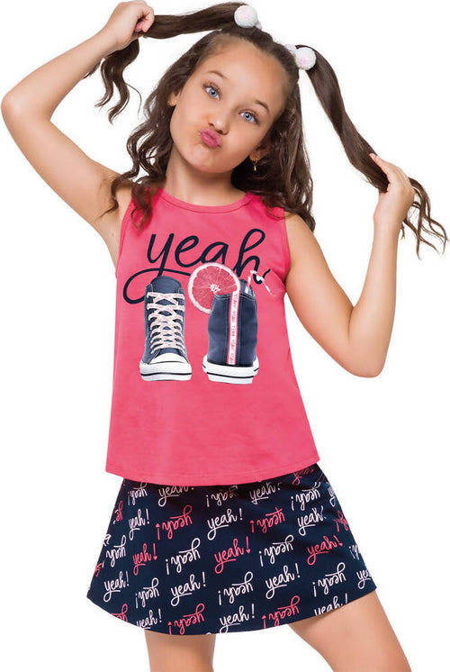 Completo Bambina Coordinato Tennis Gonna Pantalone Canotta Completino Estivo Bimba 100% Cotone Rosa e Blu Top e Gonna Fashion Bimba Estate COMPLETINO Piccole Canaglie - Tropea, Commerciovirtuoso.it