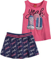 Completo Bambina Coordinato Tennis Gonna Pantalone Canotta Completino Estivo Bimba 100% Cotone Rosa e Blu Top e Gonna Fashion Bimba Estate COMPLETINO Piccole Canaglie - Tropea, Commerciovirtuoso.it