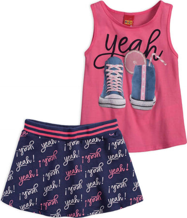 Completo Bambina Coordinato Tennis Gonna Pantalone Canotta Completino Estivo Bimba 100% Cotone Rosa e Blu Top e Gonna Fashion Bimba Estate COMPLETINO Piccole Canaglie - Tropea, Commerciovirtuoso.it