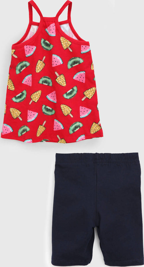 Completo Bambina Leggings Canottiera Coordinato Completino Estate 2 Pezzi in Cotone Manotta Larga Pantaloncini Aderenti Pinocchietto Set Bambina Estivo COMPLETINO Piccole Canaglie - Tropea, Commerciovirtuoso.it