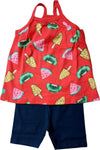 Completo Bambina Leggings Canottiera Coordinato Completino Estate 2 Pezzi in Cotone Manotta Larga Pantaloncini Aderenti Pinocchietto Set Bambina Estivo COMPLETINO Piccole Canaglie - Tropea, Commerciovirtuoso.it