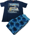 Completo Bambino Estivo Bermuda T-shirt Mezze Maniche Completino Tuta Pantalone Corto Blu Fantasia Maglietta Stampata Maniche Corte 100% Cotone COMPLETINO Piccole Canaglie - Tropea, Commerciovirtuoso.it