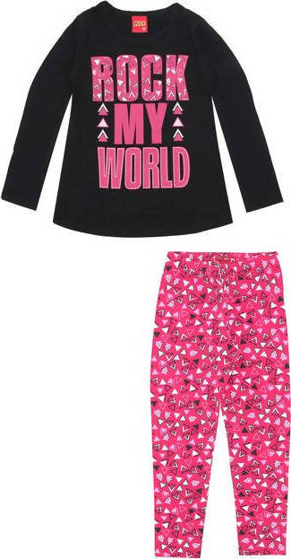 Completo Bimba Coordinato Rosa e Nero Maglietta Maniche Lunghe + Leggings Stampato Multicolor Completino Tuta Bambina Fashion KYLY TUTA Piccole Canaglie - Tropea, Commerciovirtuoso.it