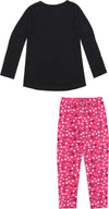 Completo Bimba Coordinato Rosa e Nero Maglietta Maniche Lunghe + Leggings Stampato Multicolor Completino Tuta Bambina Fashion KYLY TUTA Piccole Canaglie - Tropea, Commerciovirtuoso.it