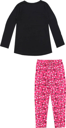 Completo Bimba Coordinato Rosa e Nero Maglietta Maniche Lunghe + Leggings Stampato Multicolor Completino Tuta Bambina Fashion KYLY TUTA Piccole Canaglie - Tropea, Commerciovirtuoso.it