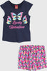 Completo Bimba Estivo Canotta Pantalone Blu e Rosa Stampato Farfalle Completino Coordinato Bambina Estate Canottiera e Pantaloncini 100% Cotone COMPLETINO Piccole Canaglie - Tropea, Commerciovirtuoso.it
