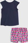 Completo Bimba Estivo Canotta Pantalone Blu e Rosa Stampato Farfalle Completino Coordinato Bambina Estate Canottiera e Pantaloncini 100% Cotone COMPLETINO Piccole Canaglie - Tropea, Commerciovirtuoso.it