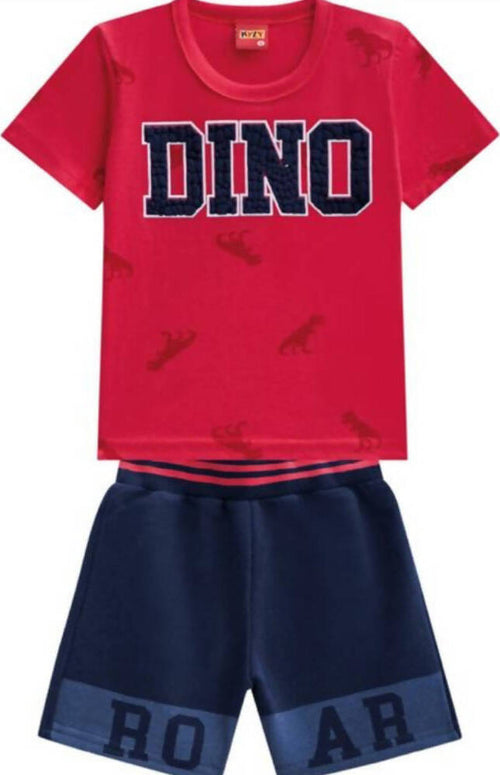 Completo Bimbo Estivo Maglietta e Pantaloni T-shirt Rossa DINO Pantaloni Corti Blu ROAR Completino Estivo Tuta Sport Bambino Casual COMPLETINO Piccole Canaglie - Tropea, Commerciovirtuoso.it