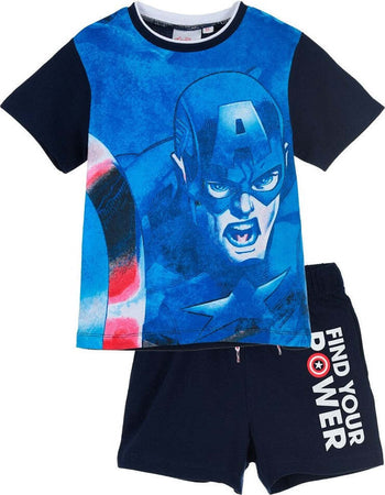 Completo Capitan America da 4 a 10 anni Moda/Bambini e ragazzi/Abbigliamento/Completi e coordinati/Completi due pezzi con pantaloncino Store Kitty Fashion - Roma, Commerciovirtuoso.it