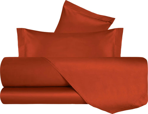 Completo Copripiumino in Raso Di Puro Cotone Ruggine Casa e cucina/Tessili per la casa/Biancheria da letto/Copripiumini e set da letto/Set copripiumini e federe Vanita di raso - Sesto San Giovanni, Commerciovirtuoso.it