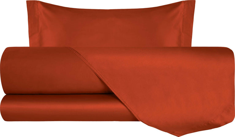 Completo Copripiumino in Raso Di Puro Cotone Ruggine Casa e cucina/Tessili per la casa/Biancheria da letto/Copripiumini e set da letto/Set copripiumini e federe Vanita di raso - Sesto San Giovanni, Commerciovirtuoso.it