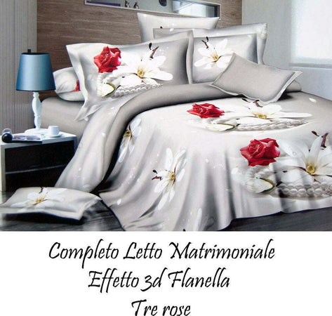 COMPLETO DA LETTO IN FLANELLA EFFETTO 3D LENZUOLO CON FEDERE COPRICUSCINI ROSE Casa e cucina/Tessili per la casa/Biancheria da letto/Lenzuola e federe/Set di lenzuola e federe Trade Shop italia - Napoli, Commerciovirtuoso.it