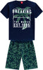 Completo Estivo Tuta Bambino Blu Verde Stampato Completino T-Shirt e Pantaloni Coordinato Estate Maglietta Girocollo 100%Cotone Pantaloncini con Elastico COMPLETINO Piccole Canaglie - Tropea, Commerciovirtuoso.it