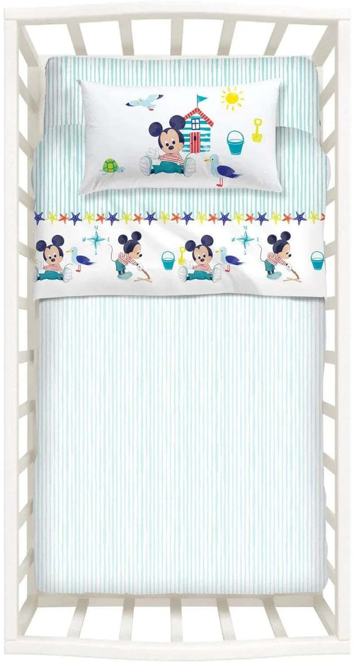 Completo lenzuola baby mickey per culla 100% cotone - Caleffi