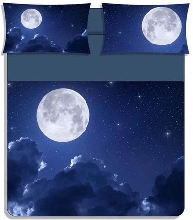 Completo lenzuola copriletto luna piena stampa digitale matrimoniale - karì