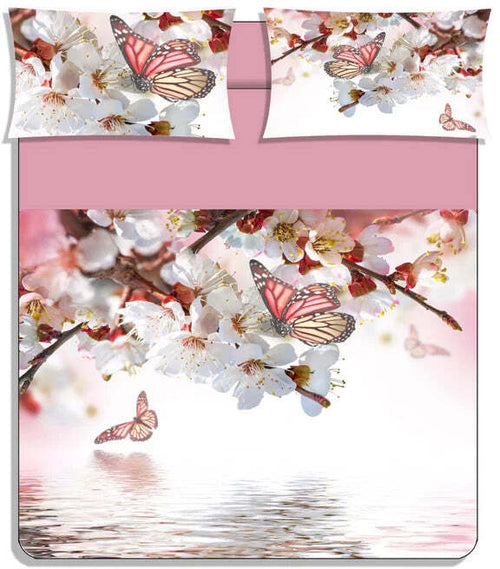 Completo lenzuola copriletto nature wings stampa digitale matrimoniale - karì