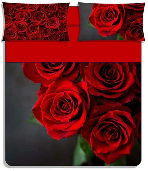 Completo lenzuola copriletto rose stampa digitale matrimoniale - karì