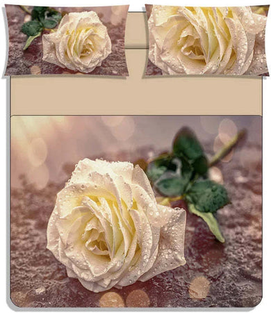 Completo lenzuola copriletto white rose stampa digitale matrimoniale - karì