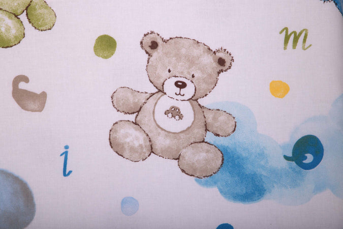 Set Biancheria Letto Lettino Con Orso Azzurro - 100% Cotone, Made In Italy, Copripiumino 120x180 Cm - Foto 6