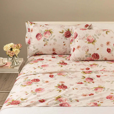 Completo Lenzuola Eden Rose Matrimoniale in Cotone - Caleffi
