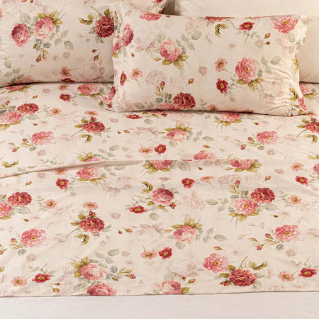 Completo Lenzuola Eden Rose Matrimoniale in Cotone - Caleffi