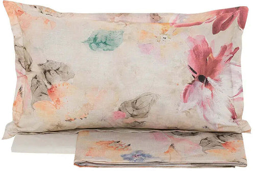 Completo lenzuola fiore in percalle di cotone 200 T.C. matrimoniale - Tessitura Randi