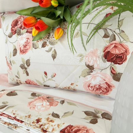 Completo Lenzuola Matrimoniale Alexander Tuscany Home Rose – 100% Cotone
