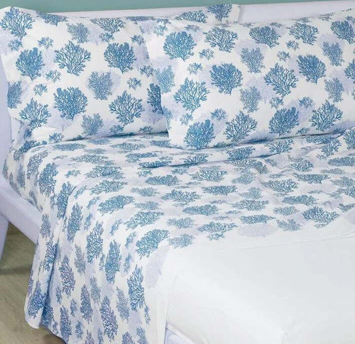 Completo-lenzuola-matrimoniale-Caleffi-art.Coral-colore-blue