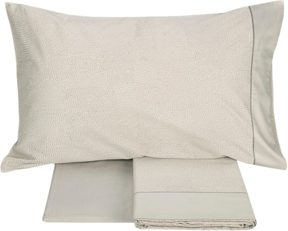 Completo lenzuola sashiko matrimoniale in raso 300 T.C di puro cotone - Fazzini