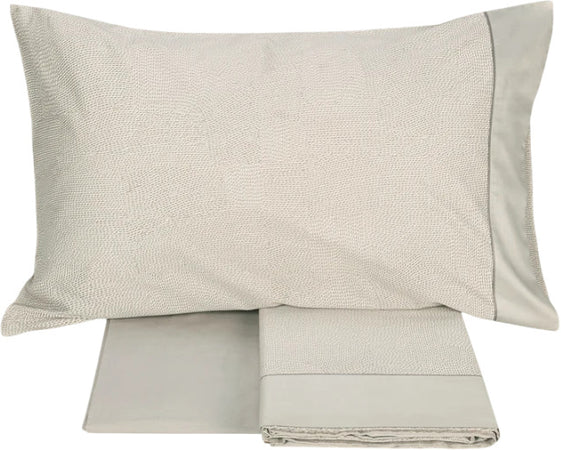 Completo lenzuola sashiko matrimoniale in raso 300 T.C di puro cotone - Fazzini