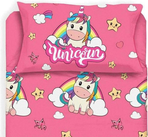 Completo-Lenzuola-Singolo-in-Cotone-Unicorno