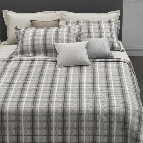 Completo Lenzuola Trussardi Light Tartan Sabbia Matrimoniale Raso Cotone