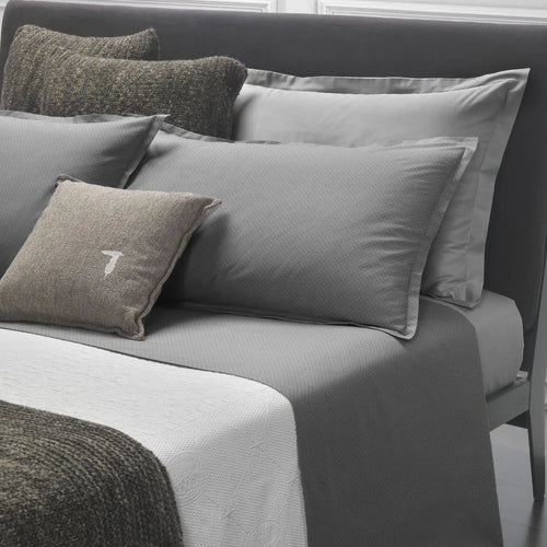 Completo Lenzuola Trussardi Tie Cenere Raso Cotone Matrimoniale