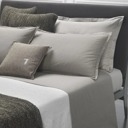 Completo Lenzuola Trussardi Tie Sabbia Raso Cotone Matrimoniale