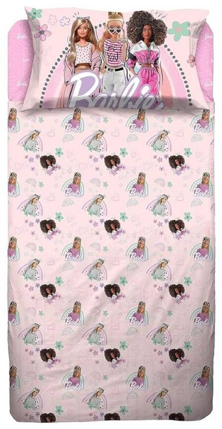 Completo lenzuolo singolo barbie 100% cotone stampa digitale