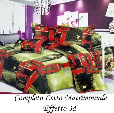 COMPLETO LETTO 3D LENZUOLA MATRIMONIALE SOTTO SOPRA COPRI CUSCINI BUS LONDINESE Casa e cucina/Tessili per la casa/Biancheria da letto/Lenzuola e federe/Set di lenzuola e federe Trade Shop italia - Napoli, Commerciovirtuoso.it